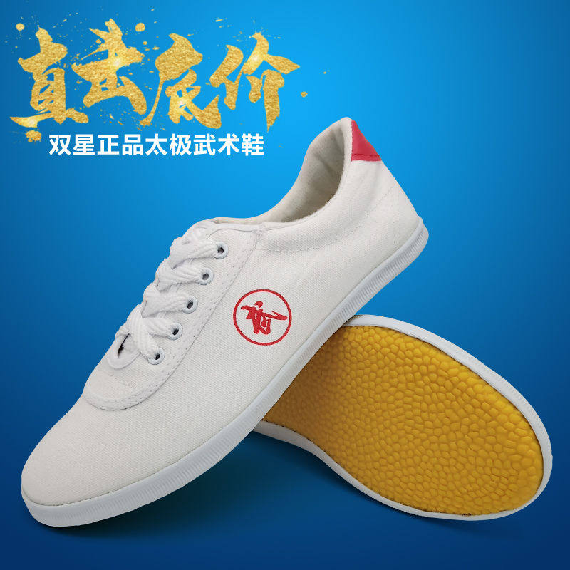 双星正武术鞋男女运动鞋牛筋底儿童武术练功鞋太极训练鞋小白鞋