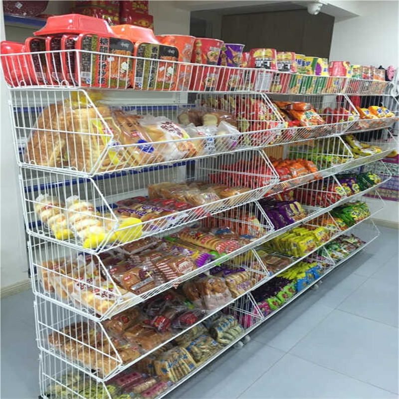 超市货架斜口篮零食货架药店促销架便利店食叠笼玩具展示架移动