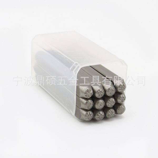 厂促12件套花形冲头 钢字码图案冲皮革钢印图案花錾刻工具钢字模
