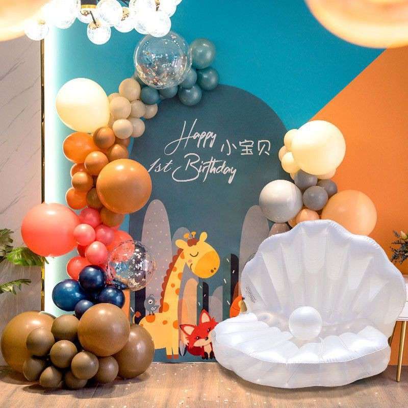 充气贝壳沙发珍珠游泳圈浮排水上漂浮垫浮床坐骑生日装饰场景布置