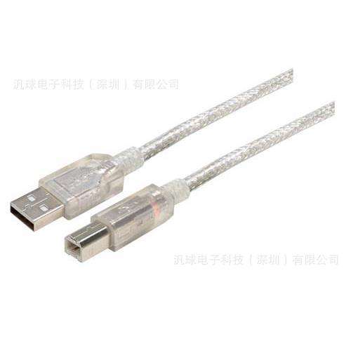 CSMUCLRAB-05M L-COM 0.5米特优型USB线缆 A型/B型 透明护套 现货
