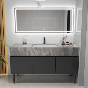 宾馆民宿客房岩板落地式浴室柜组合卫生间洗脸台洗手盆柜组合定制