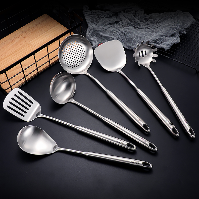 304不锈钢炒勺锅铲炒菜铲子汤勺漏勺饭勺厨房套装家用商用铁加长