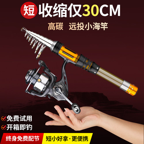 高碳新款！正品远投小海竿全套装