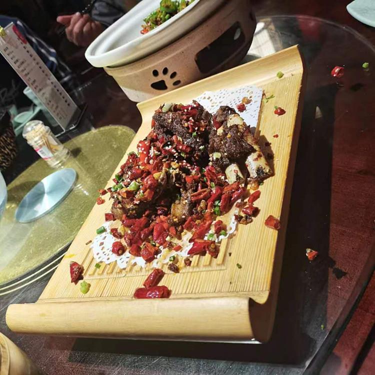 竹木书卷款牛排羊排木托盘烧烤油炸鸡竹盘寿司料理盘酒店竹木餐具