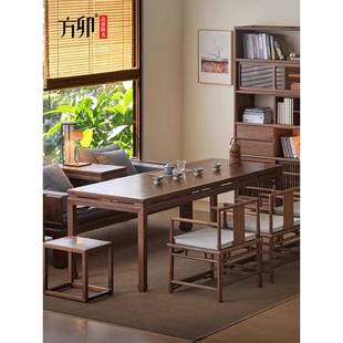 方卯黑胡桃木实木茶桌罗汉床组合新中式泡茶台禅意茶室茶台家具