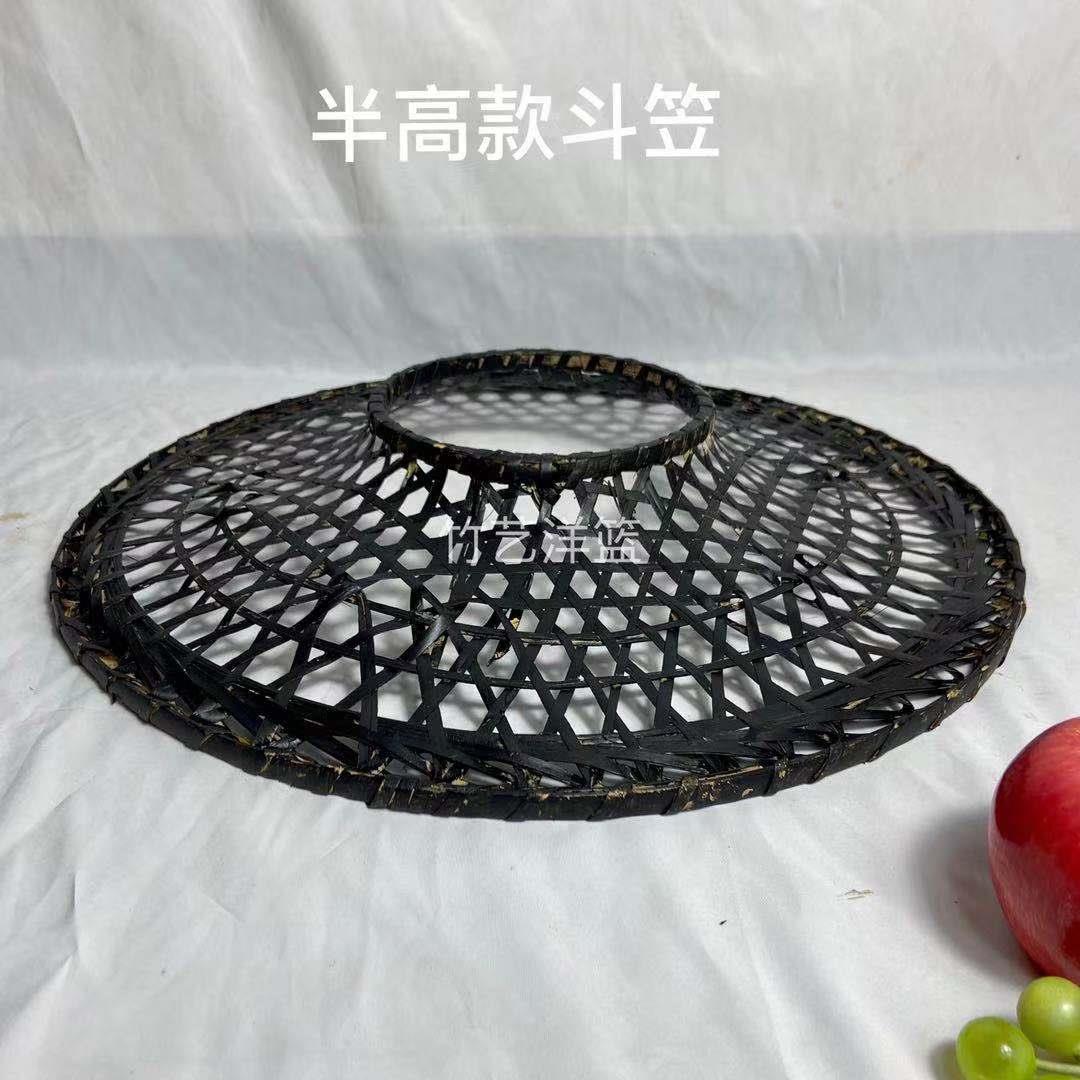 竹编织品黑色斗笠大侠帽舞台道具舞蹈演出有孔竹帽短影片镂空幕篱