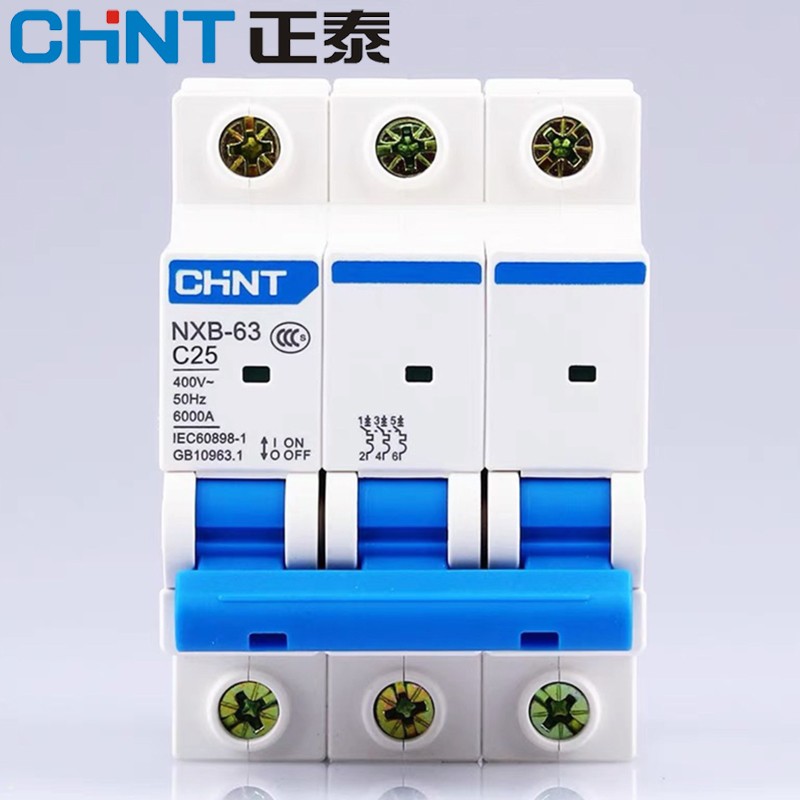 正泰三相三线380V空气开关3P 32A40A50A63A空开小型断路器NXB-63