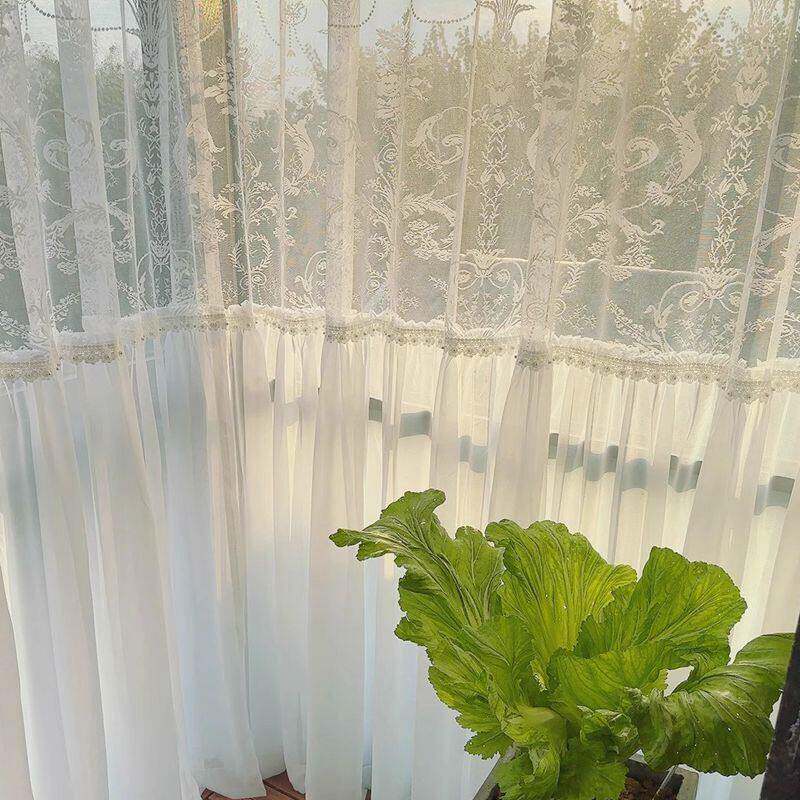 法式蕾丝纱帘双层透光不透人公主风客厅卧室遮光洛可可窗纱白纱