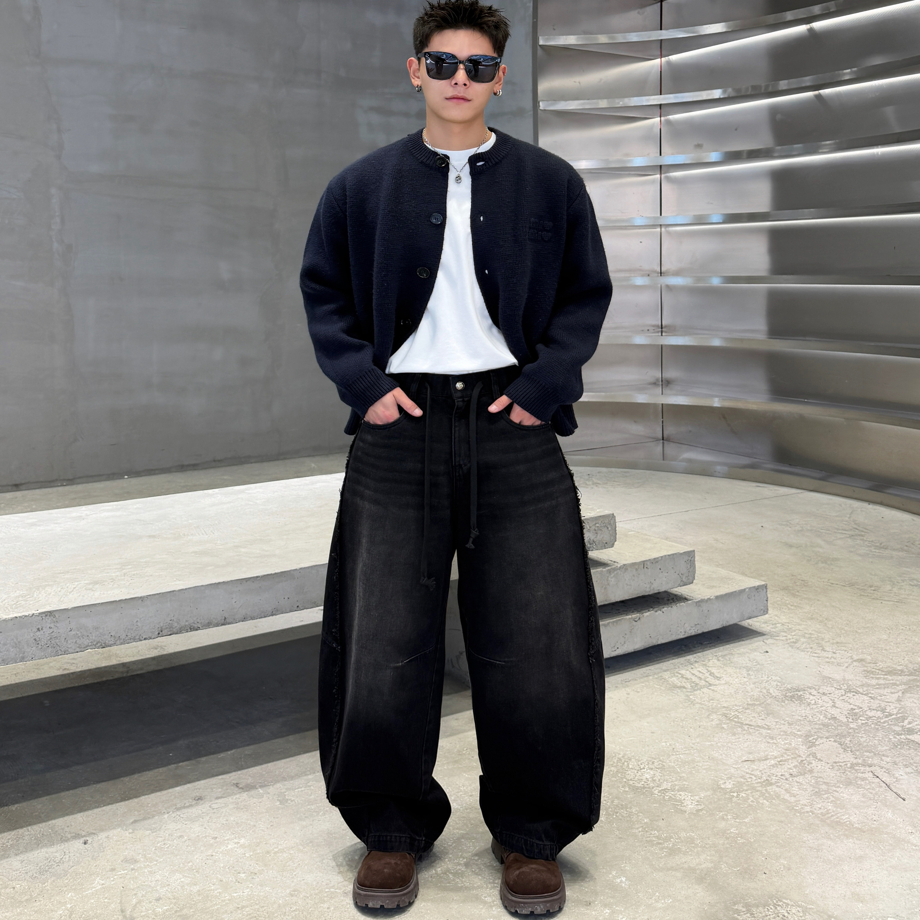 冬季新款直筒牛仔裤男美式水洗