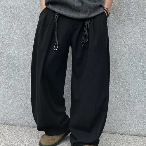 秋季美式压褶垂感阔腿西裤男