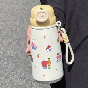 可爱杯保温杯女生可爱涂鸦水杯大容量吸管学生保冷杯子