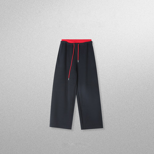 【昕怡粉丝专享】MIU系极简极简撞色腰加绒棉感阔腿裤