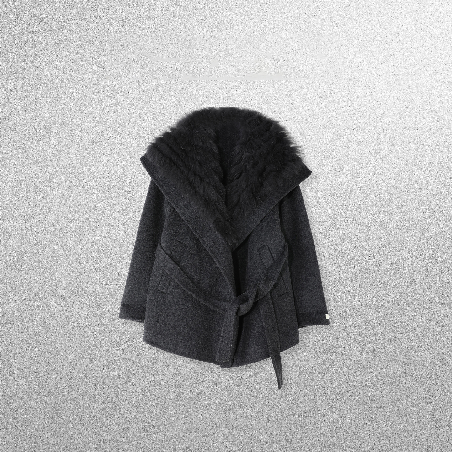 【金金宠粉】奢感冬日美人短款狐狸毛双面呢大衣