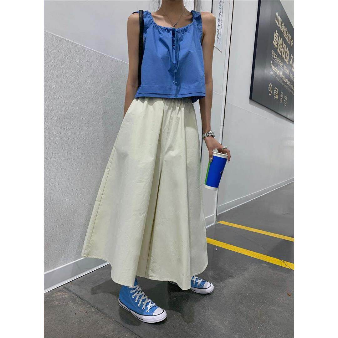 短款系带减龄无袖背心上衣高腰九分阔腿裤女春秋2024新款时尚套装