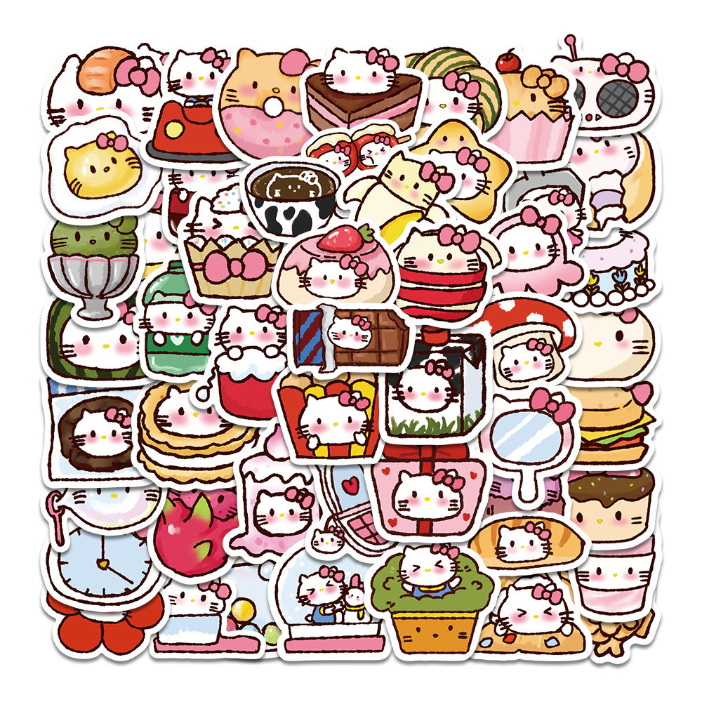 手绘kt猫手机背卡手账咕卡贴纸