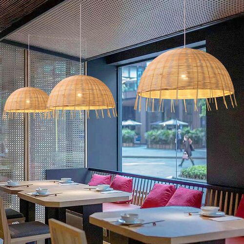 藤艺编织农家乐灯饰田园风餐厅餐馆F茶室卧室火锅店东南亚竹编吊