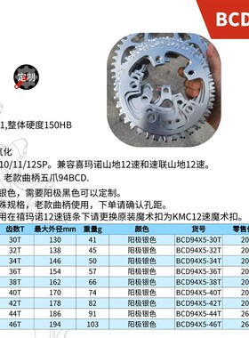 STONE BCD94  五爪曲柄用单盘P正负齿 牙盘 盘片