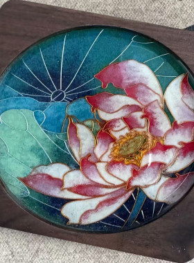 重阳节手工荷花掐丝珐琅杯垫diy材料包景泰蓝摆件送老师长辈礼物