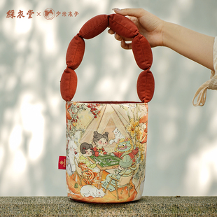 速发彩衣新x夕米木子 国风可爱龙年堂年水桶包单肩腋下包通勤