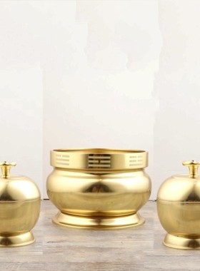 速发佛具梅花光家纯铜香粉盅罐八卦炉居香插香立香炉烧香薰线身炉