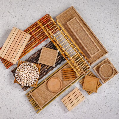 速发日料品盘装饰刺身竹道竹篱笆日式烤肉牛排拼盘装饰摆摆件海鲜