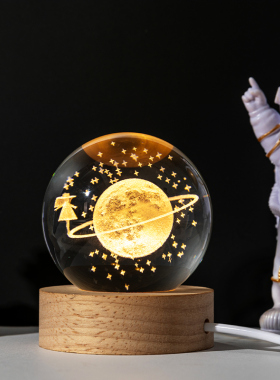 速发水晶送星璃灯玻球球生日礼物桌面摆件小夜灯中秋教师节球礼