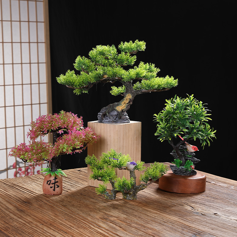 速发酒店意境菜盘饰花草迎客松树海饰姿造刺小摆盘装鲜干冰假山身