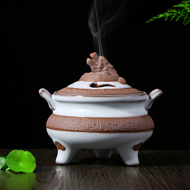 速发清仓】盘香炉香薰炉陶瓷茶塔 古韵具花香插 汝窑盘香茶莲套装