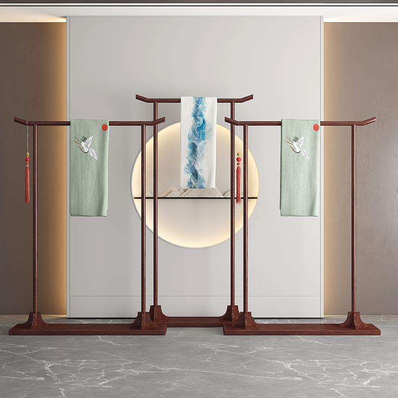 #新中式古典衣展帽架落地简易挂衣卧室示家架用秀禾服装民宿实木