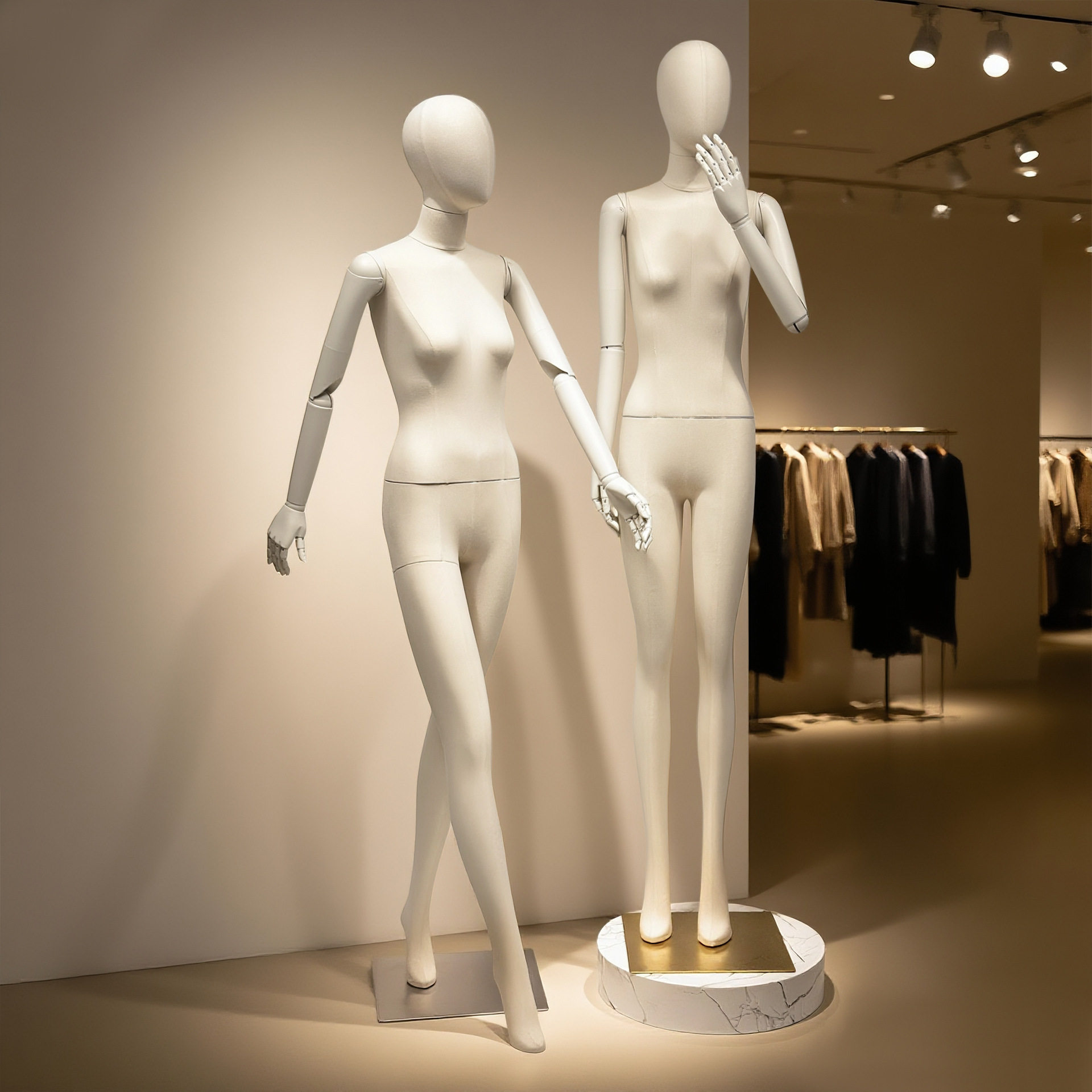 服装店高档米白喷漆模特展示架