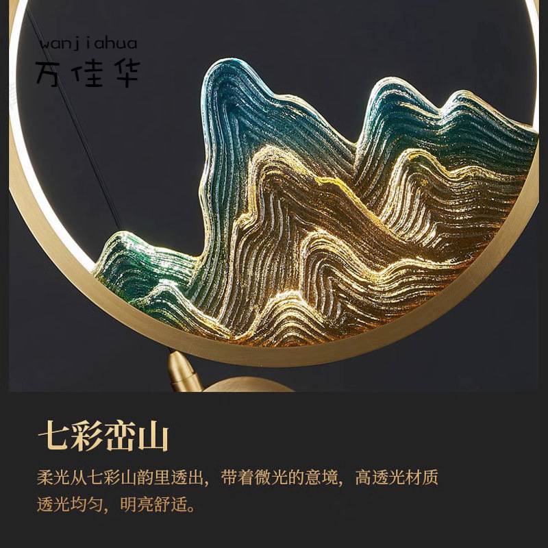 新款新中式楼梯灯全铜中国风简约复式别墅空中旋转楼梯长吊灯具