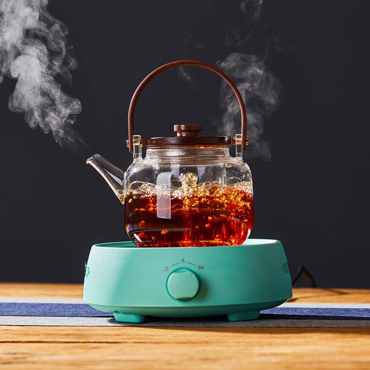 草木人玻璃煮茶壶大号烧水壶黑白茶蒸茶器电陶炉煮茶器茶炉花茶壶