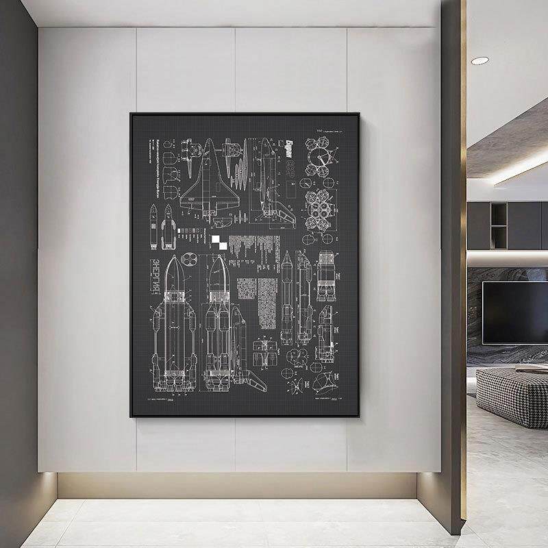 天画飞机分解图20240624手稿装饰工业火箭机械结构设计航图办风公
