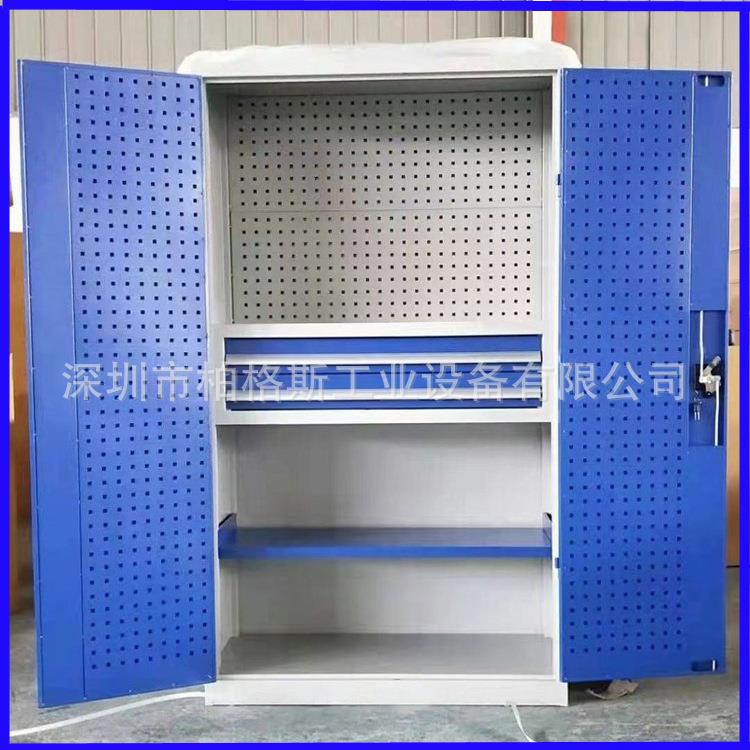 重型制工具柜置物柜钢双PBU开门带锁挂板2抽屉带4层板工具车具储