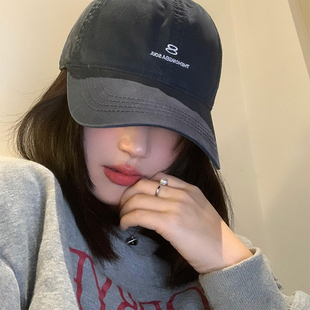 春野森川｜美式 刺绣小字母水洗弯檐鸭舌帽 街头简约棒球帽