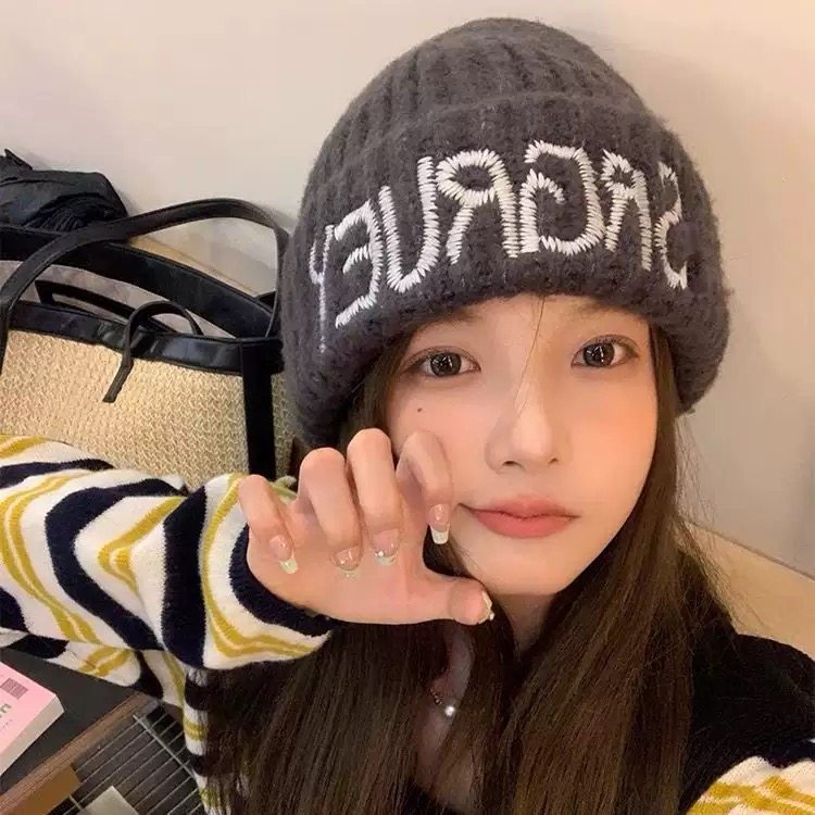 春野森川｜美式大标字母刺绣毛线帽秋冬显脸小针织帽套头保暖护耳,服饰配件/皮带/帽子/围巾,帽子,淘宝优惠券,粉丝福利购,淘宝优惠卷