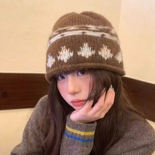 春野森川｜秋冬新款 针织毛线帽子女ins复古费尔岛百搭显脸小保暖