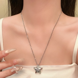 春野森川｜韩系ins银色简约五角星项链女小众感锆石五角星吊坠