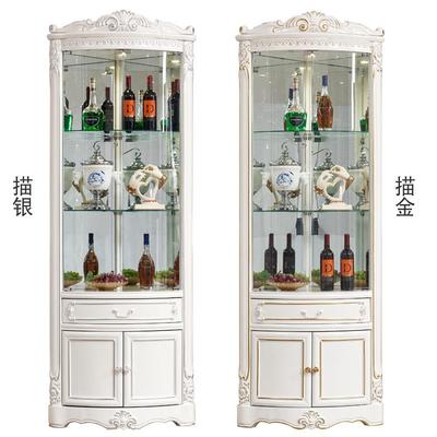 转角柜墙角柜三角柜实木酒柜欧式客厅扇形抽屉展示柜玻璃门拐角柜