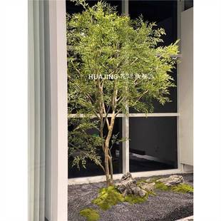 饰枯山水造景软装 仿真南天竹绿植假树大型室内外装 饰植物轻奢风