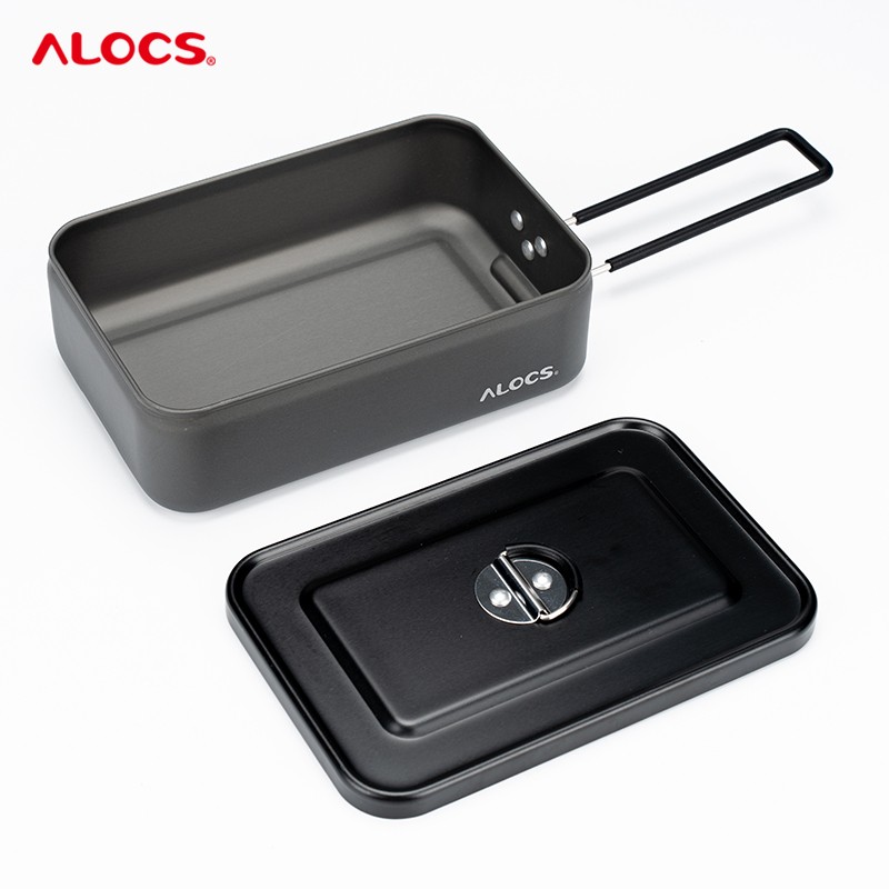 Alocs/爱路客户外便携双层耐用郊游轻量铝合金饭盒蒸煮便当盒餐盒