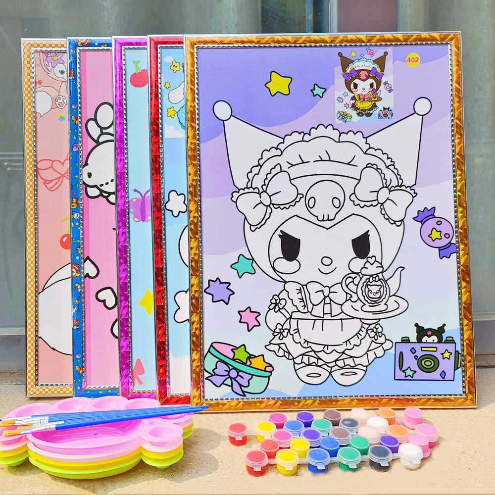 儿童画画涂色泡沫板广场涂鸦画板颜料水彩画diy水粉画摆摊套装
