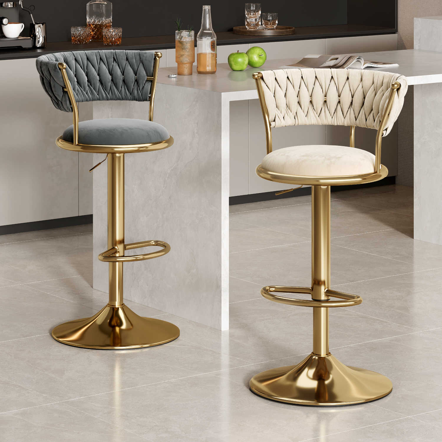 吧台椅椅子轻奢高级感高脚凳吧台凳可升降旋转家用高脚椅岛台椅子