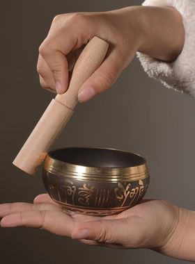 佛眼经文颂钵尼泊尔手工佛音碗哄睡宝宝音疗静心袖珍随身携带铜钵