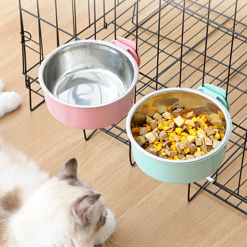 宠物食盆悬挂式不锈钢狗碗猫碗防打翻笼子固定猫盆饮水盆狗盆用
