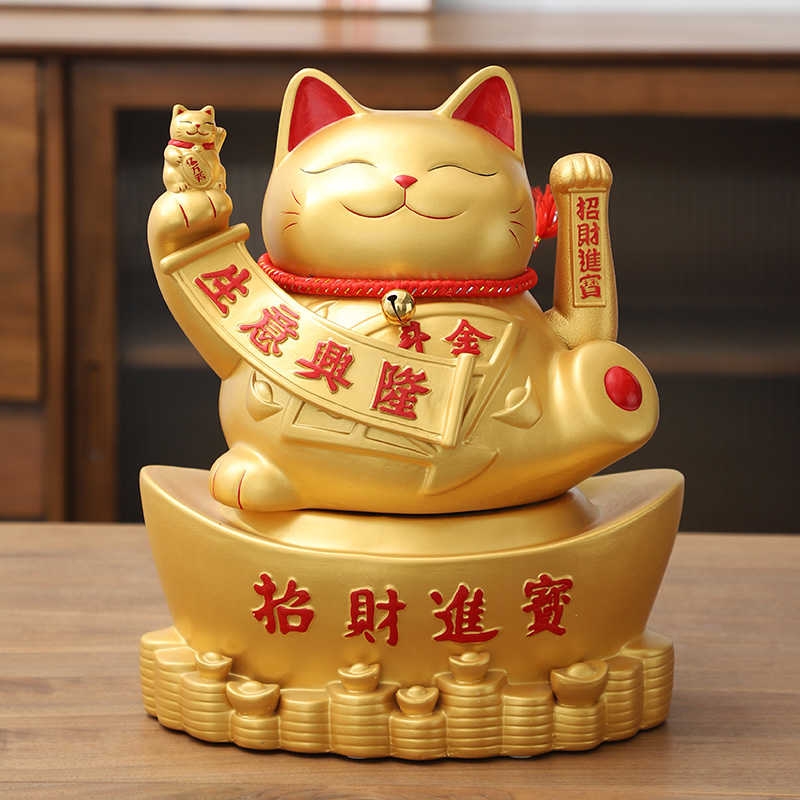 招财猫摆件开业生意兴隆自动摇手前台家居客厅装饰发财猫礼