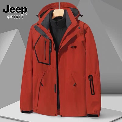 JEEPSPIRIT冲锋衣三合一夹克男秋冬新款宽松户外休闲登山运动外套
