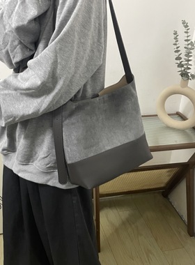 2025新款小众简约磨砂撞色植鞣腋下包包女2025新款百搭子母包