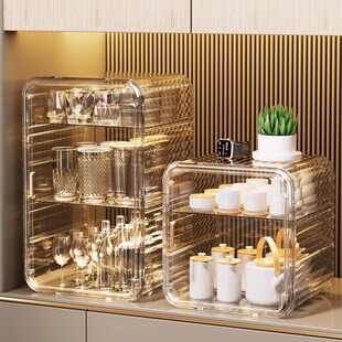 杯子收纳置物架放水杯红酒杯架茶杯架子茶具防尘沥水储物盒水杯架
